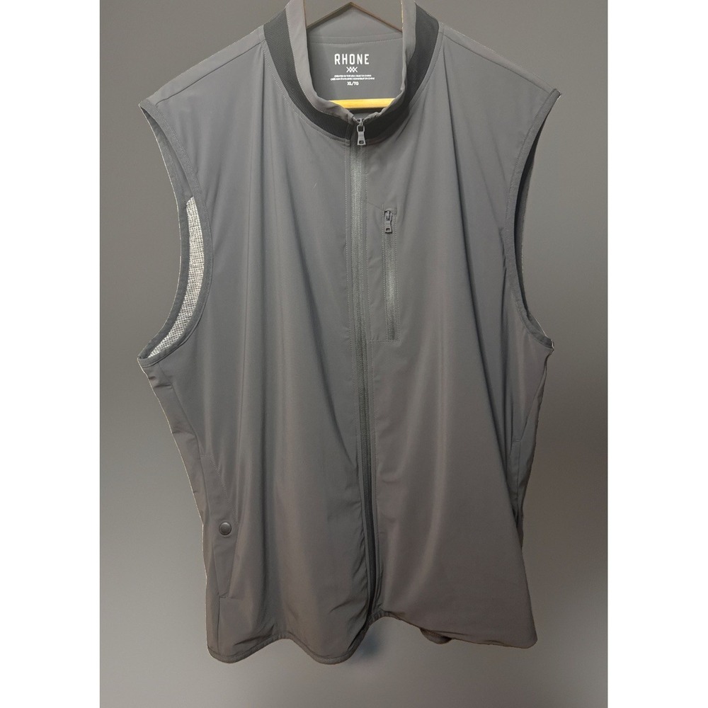 Rhone Men's XL Full Zip Mock Neck Vest Solid Grayish Performance Extra Large
